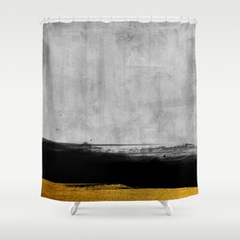Black and Gold grunge stripes on modern grey concrete abstract backround I - Stripe - Striped Shower Curtain