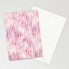 Pink White Tiger Stripes Pattern Stationery Card