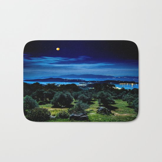 Night Sky By The Water Landscape Bath Mat