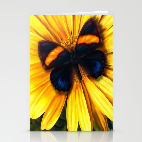 Butterfly on yellow Stationery Cards
