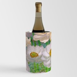white ranunculus painted impressionism style Wine Chiller