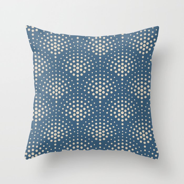 Beige Polka Dot Scallop Pattern on Blue Pairs To 2020 Color of the Year Chinese Porcelain PPG1160-6 Throw Pillow