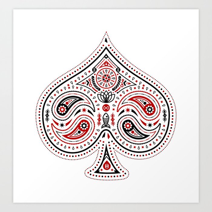 83 Drops - Spades (Red & Black) Art Print