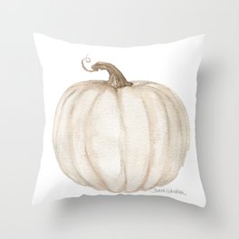 White Pumpkin Watercolor with Sepia tone Throw Pillow