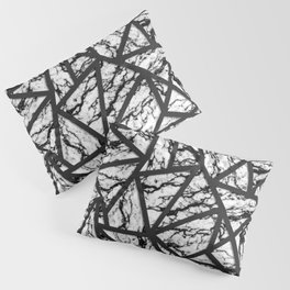 Geometric Black and White Marble Triangles Pattern Pillow Sham