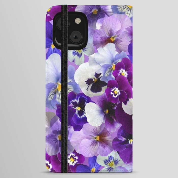 Purple and White Pansies iPhone Wallet Case