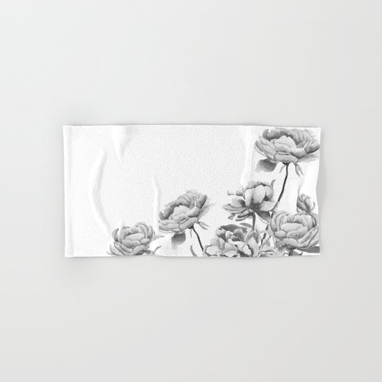 black and white peonies 2 Hand & Bath Towel