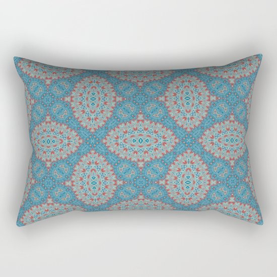 Tribal Tile Blue Rectangular Pillow