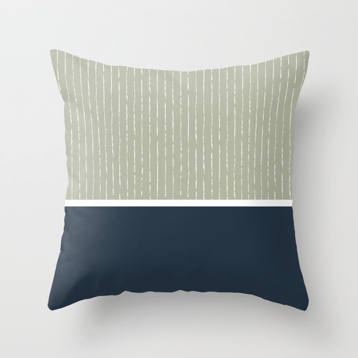 Linen Sage & Navy Throw Pillow