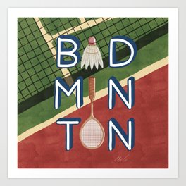 Badminton Typo Art Print