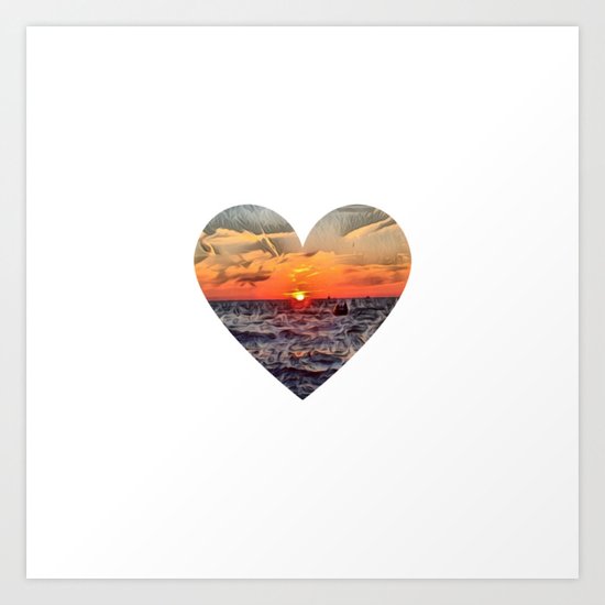 Sunset Heart Love (Valentine's Day Gifts / Girlfriend Valentine Gift) Art Print
