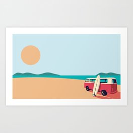 Road Tripping and Chilling on a Summer Beach Art Print