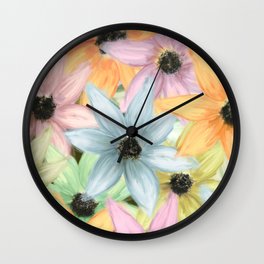  Colorful flowers Wall Clock