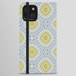 Lemon and Grey Medallions 3 iPhone Wallet Case