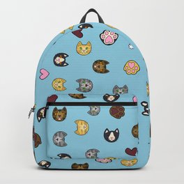 Heavenly Cute Hand Drawn Cat Faces Pattern Backpack