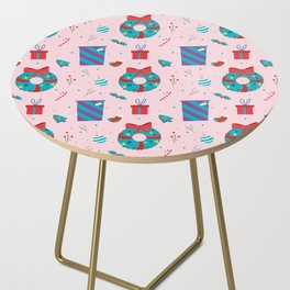 Christmas Pattern Wreath Gifts Retro Decorative Side Table
