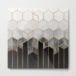 Charcoal Hexagons Metal Print | Geometric, Pattern, Minimal, Graphicdesign, Lines, Abstract, Modern, Digital, Curated, Black 