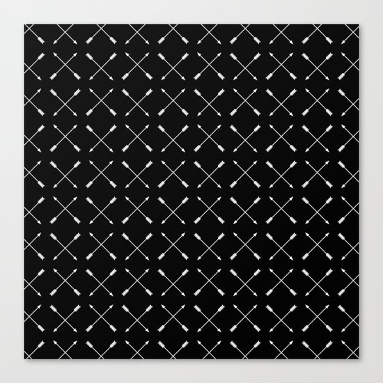 White Arrows Pattern Canvas Print