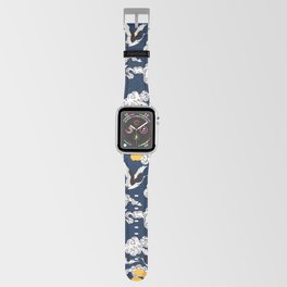 Japanese Clouds and Cranes No. 1 Navy Blue Apple Watch Band