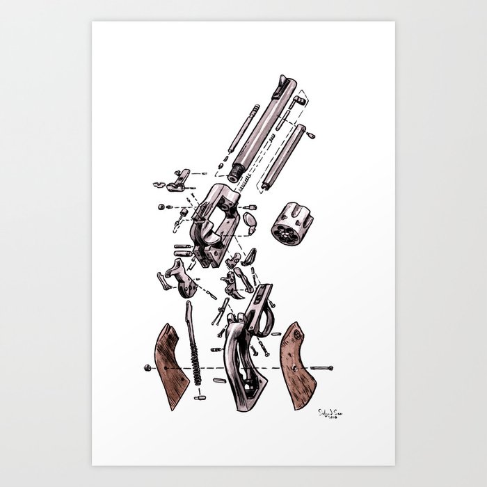 Exploded Gun Art Print