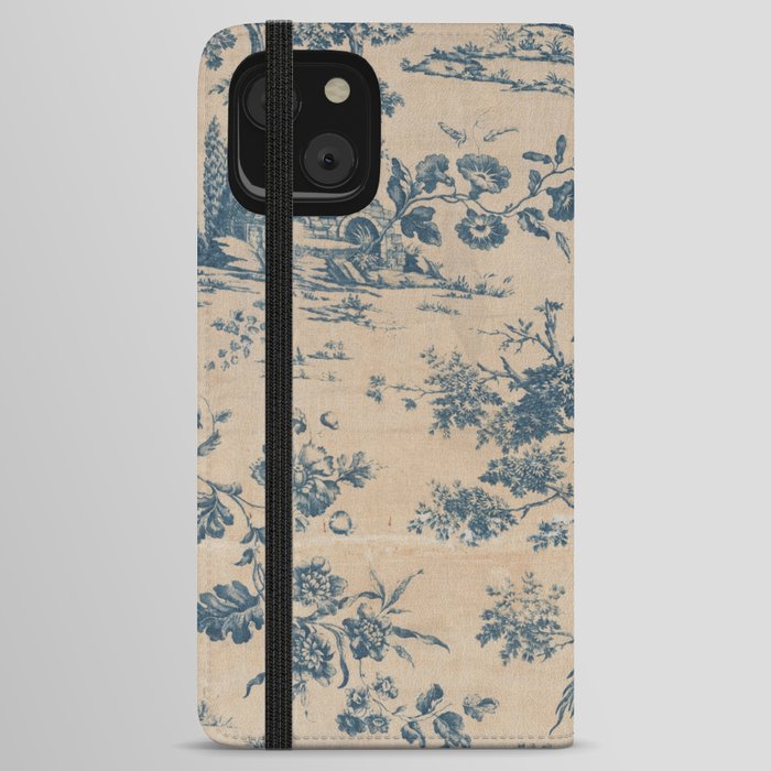 Antique Blue and White Outdoors Scenic Chintz iPhone Wallet Case