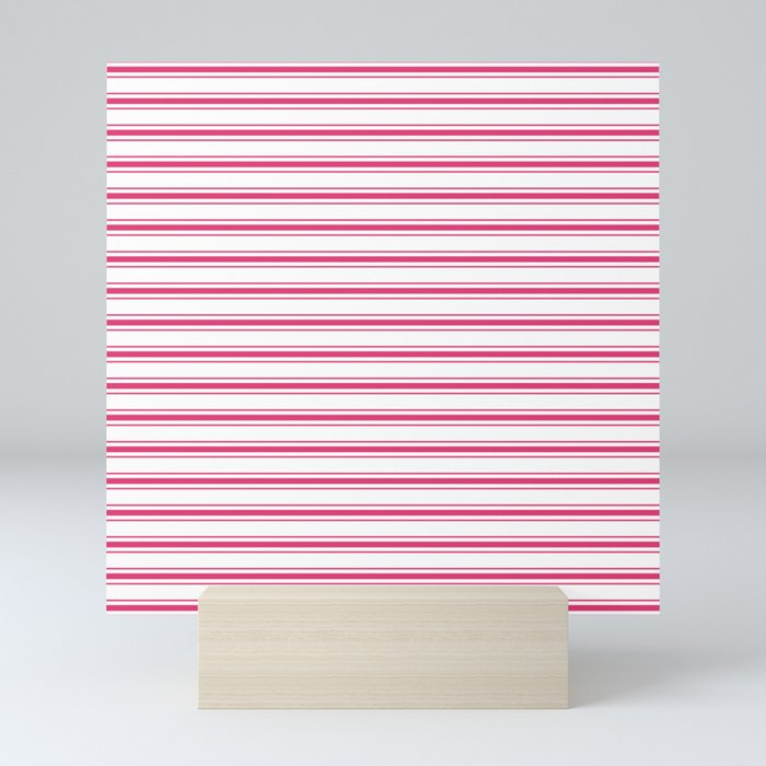 Bright Pink Peacock Mattress Ticking Wide Striped Pattern - Fall Fashion 2018 Mini Art Print