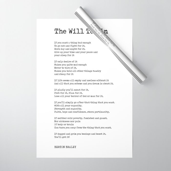 The Will To Win - Berton Braley Poem - Literature - Typewriter Print Wrapping Paper