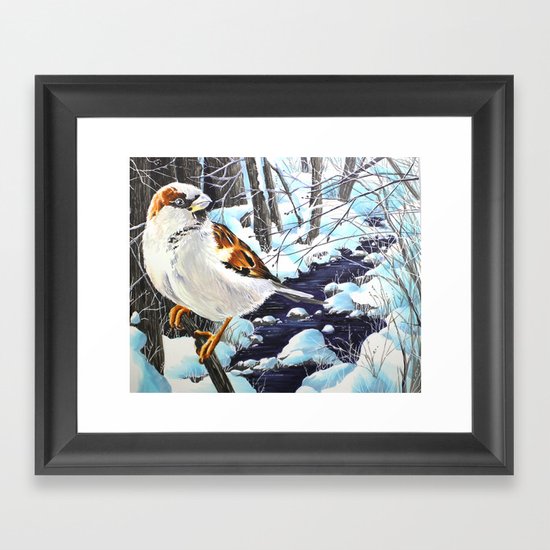 Winter Sparrow Framed Art Print