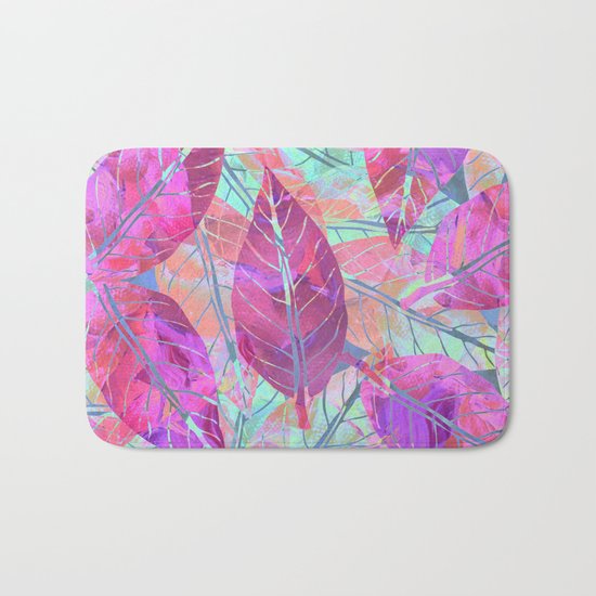 Pink Leaves Bath Mat