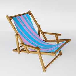 [ Thumbnail: Plum & Deep Sky Blue Colored Lined Pattern Sling Chair ]