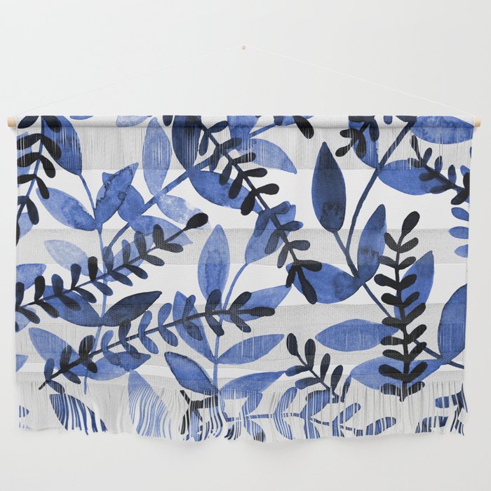 Watercolor branches - blue Wall Hanging