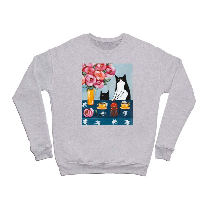 Cats and French Press Coffee Crewneck Sweatshirt