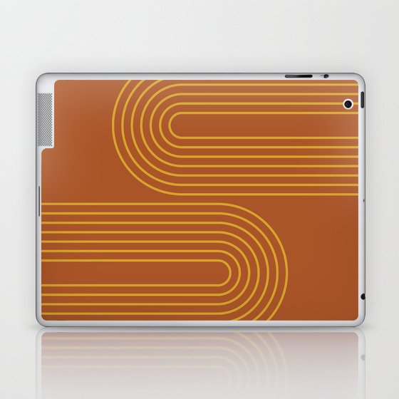 Geometric Lines Rainbow 24 in Brown Gold Laptop & iPad Skin