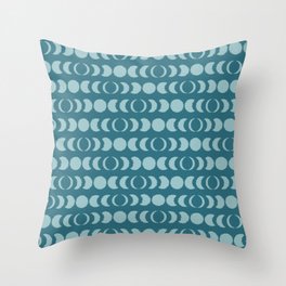 Moon Phases Blue Throw Pillow