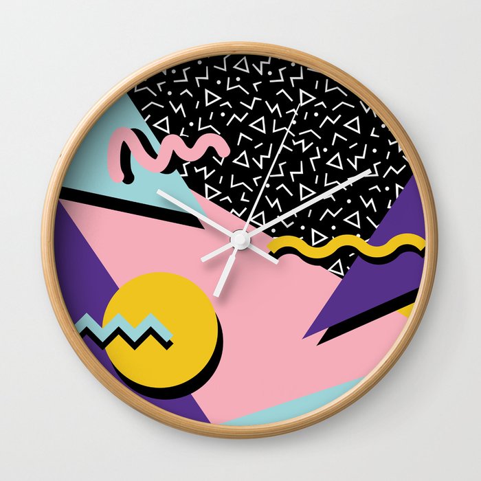 Memphis Pattern 23 - 80s Retro - Pastel Colors Wall Clock