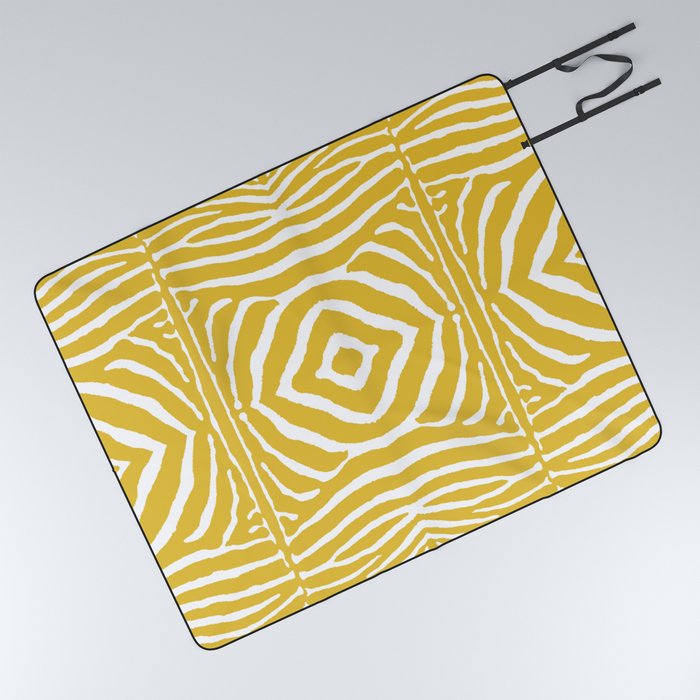 Zebra Wild Animal Print 722 Yellow Picnic Blanket
