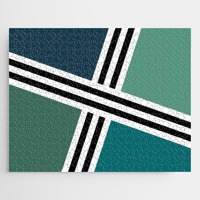 Abstract geometry - green and blue Jigsaw Puzzle
