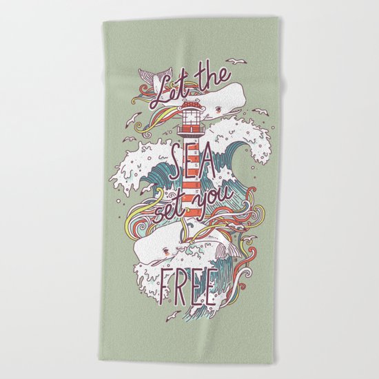 Whales and Waves Beach Towel