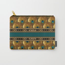 Golden Peacock Feathers Carry-All Pouch