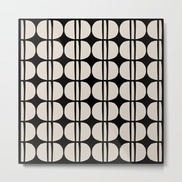 Mid Century Modern Geometric Pattern 157 Black and Linen White Metal Print | Polkadots, Linenwhite, Vintage, 1960S, Midcentury, 1950S, Mid, Minimalist, Linen, Black 