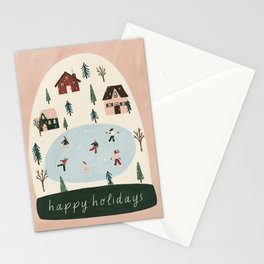 Ice Skating Snow Globe Stationery Cards