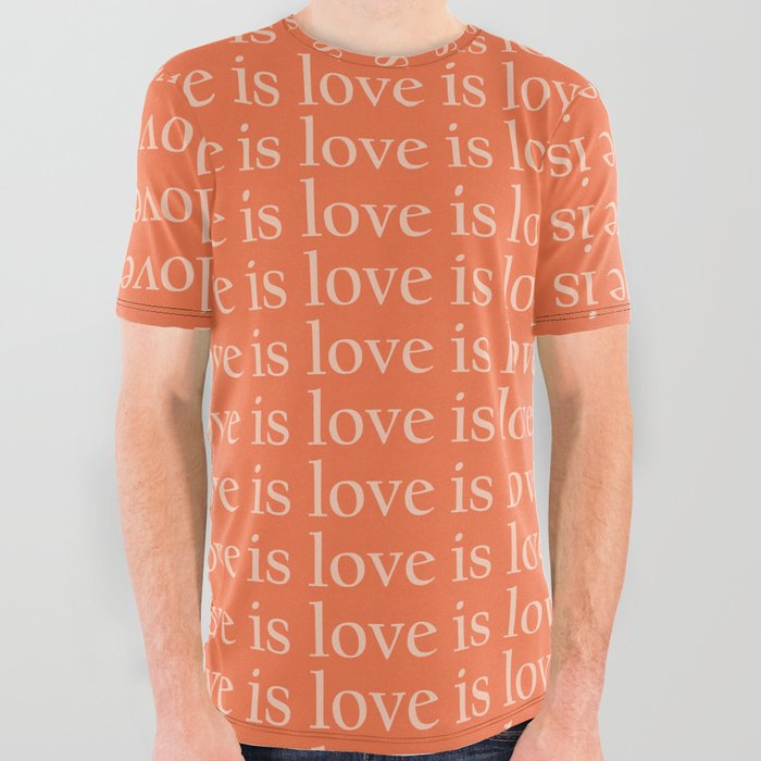 Love Is Love pattern orange All Over Graphic Tee