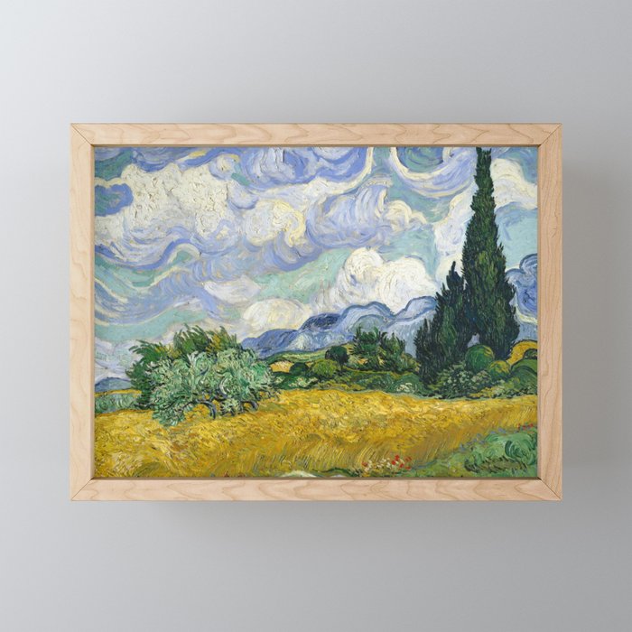 Van Gogh, Wheat Field with Cypresses, 1889 Framed Mini Art Print