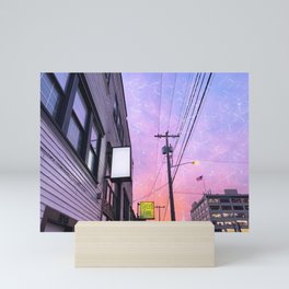 swimming in sunrise Mini Art Print