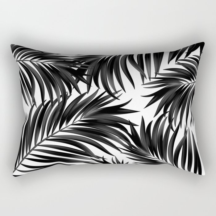 Palm Tree Fronds Black on White Maui Hawaii Tropical Graphic Design Rectangular Pillow