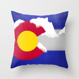 Colorado Winter Flag Throw Pillow
