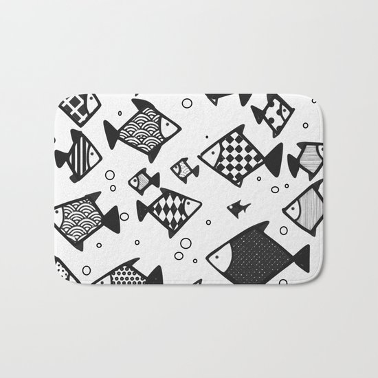 Hipster fish seamless drawing art Bath Mat