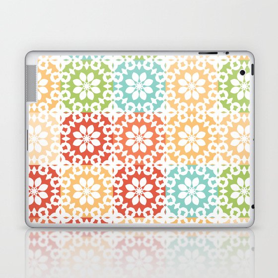 Abstract Geometric Flower Pattern Artwork 02 Multicolor 07 Sunny Laptop & iPad Skin