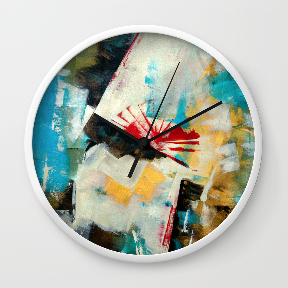 Reading A Book Abstract Acrylic Painting With A Red Highlight