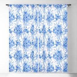 Juicy Watercolor Chintz in Cornflower Blue on White  Blackout Curtain